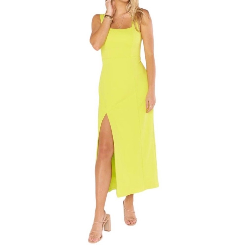 show me your mumu eden midi dress citrine yellow women size large - Picture 1 of 12
